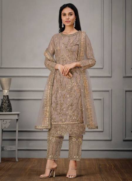 Gray Colour VIPUL GLITZ 3 Heavy Net Festive Wear Designer Salwar Suit Collection 4921